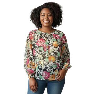 Lauren‎ Ralph Lauren Floral Sheer Layering Blouse. SZ Large. Vacation Beach Fun